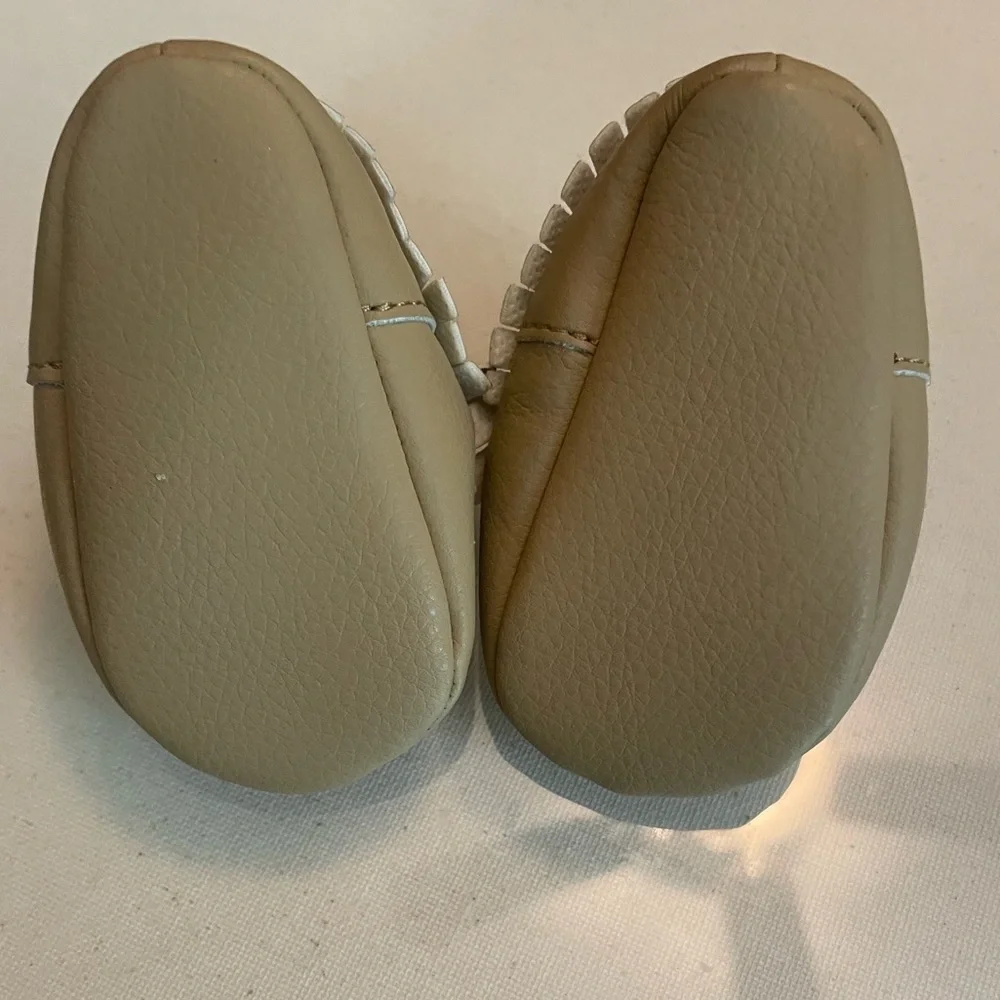 Tan Leather Baby Moccasins 0-6months